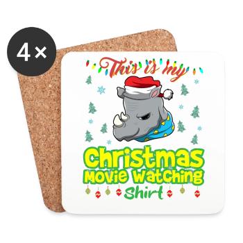 Ceci est ma chemise de film de Noël - Dessous de verre (lot de 4) - blanc - Devant