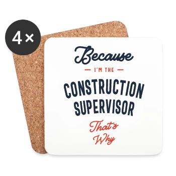 Construction Supervisor Job Occupation - Coasters (set of 4) - white - Front
