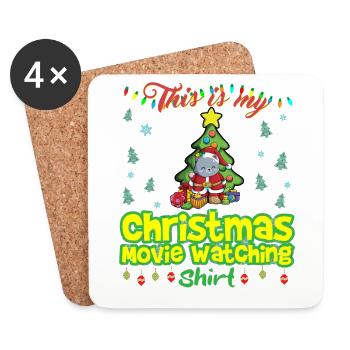 This Is My Christmas Movie Watching Shirt - Untersetzer (4er-Set) - Weiß - Vorne