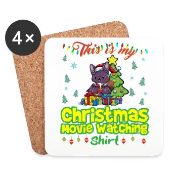 This Is My Christmas Movie Watching Shirt - Untersetzer (4er-Set) - Weiß - Vorne