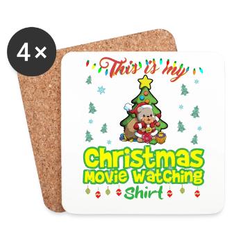 Ceci est ma chemise de film de Noël - Dessous de verre (lot de 4) - blanc - Devant