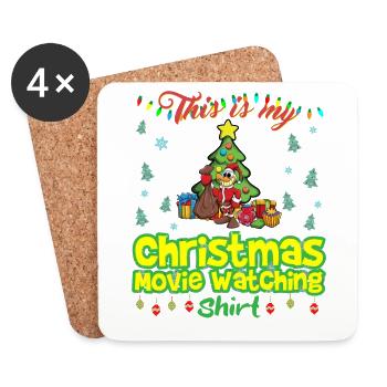 This Is My Christmas Movie Watching Shirt - Coasters (set of 4) - white - Front