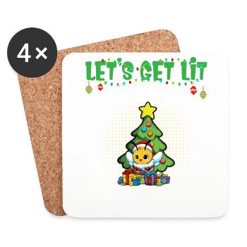 Let's Get Lit Advent Season Christmas Party X-Mas - Coasters (set of 4) - white - Front