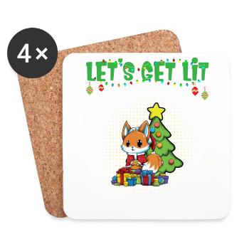 Let's Get Lit Advent Season Christmas Party X-Mas - Coasters (set of 4) - white - Front