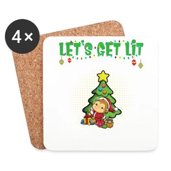 Let's Get Lit Advent Season Christmas Party X-Mas - Coasters (set of 4) - white - Front