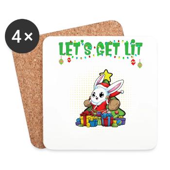 Let's Get Lit Advent Season Christmas Party X-Mas - Coasters (set of 4) - white - Front