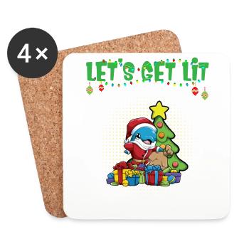 Let's Get Lit Advent Season Christmas Party X-Mas - Coasters (set of 4) - white - Front