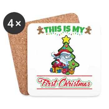 This Is My First Christmas Toddler One Year X-Mas - Untersetzer (4er-Set) - Weiß - Vorne