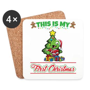 This Is My First Christmas Toddler One Year X-Mas - Untersetzer (4er-Set) - Weiß - Vorne