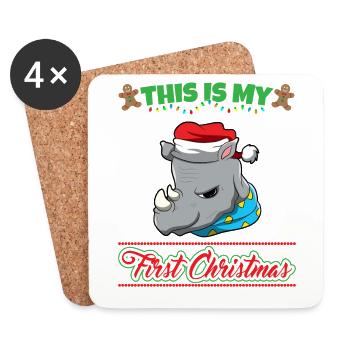 This Is My First Christmas Toddler One Year X-Mas - Coasters (set of 4) - white - Front