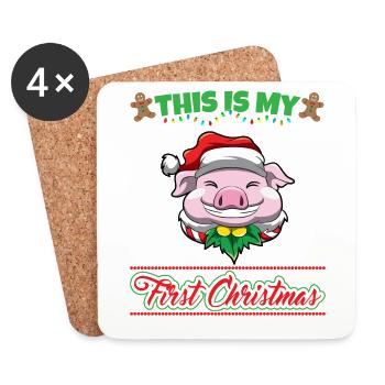 This Is My First Christmas Toddler One Year X-Mas - Coasters (set of 4) - white - Front