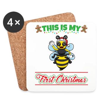 This Is My First Christmas Toddler One Year X-Mas - Coasters (set of 4) - white - Front