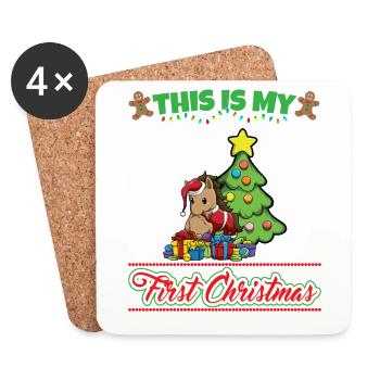 This Is My First Christmas Toddler One Year X-Mas - Untersetzer (4er-Set) - Weiß - Vorne