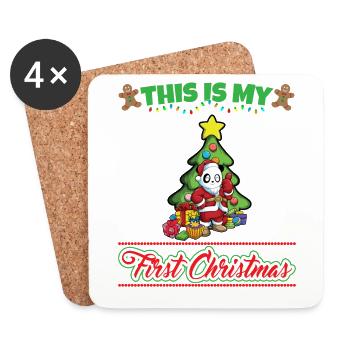 This Is My First Christmas Toddler One Year X-Mas - Untersetzer (4er-Set) - Weiß - Vorne