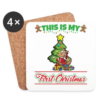This Is My First Christmas Toddler One Year X-Mas - Untersetzer (4er-Set) - Weiß - Vorne
