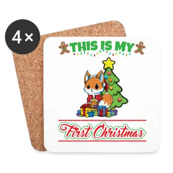 This Is My First Christmas Toddler One Year X-Mas - Coasters (set of 4) - white - Front