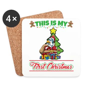 This Is My First Christmas Toddler One Year X-Mas - Untersetzer (4er-Set) - Weiß - Vorne
