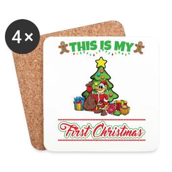 This Is My First Christmas Toddler One Year X-Mas - Untersetzer (4er-Set) - Weiß - Vorne