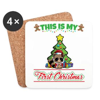 This Is My First Christmas Toddler One Year X-Mas - Coasters (set of 4) - white - Front