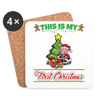 This Is My First Christmas Toddler One Year X-Mas - Coasters (set of 4) - white - Front