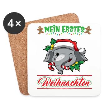 Mein Erstes Weihnachten Baby 1 Jahr Heilig Abend - Untersetzer (4er-Set) - Weiß - Vorne