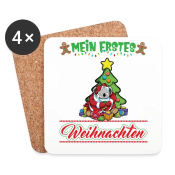 Mein Erstes Weihnachten Baby 1 Jahr Heilig Abend - Untersetzer (4er-Set) - Weiß - Vorne