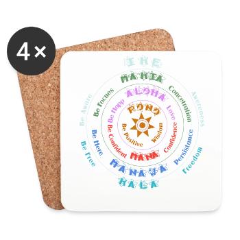 Huna Hawaiian Philosophy 7 Principles of Huna - Coasters (set of 4) - white - Front