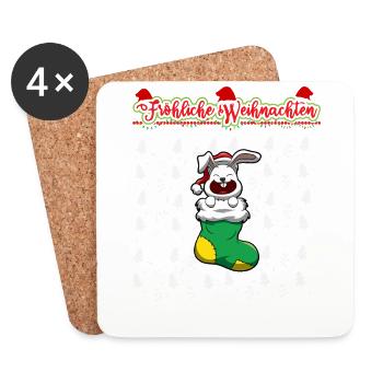 Fröhliche Weihnachten X-Mas Santa Heilig Abend - Untersetzer (4er-Set) - Weiß - Vorne