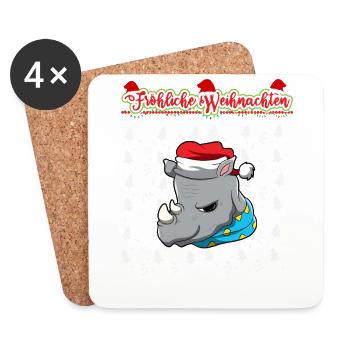 Fröhliche Weihnachten X-Mas Santa Heilig Abend - Untersetzer (4er-Set) - Weiß - Vorne
