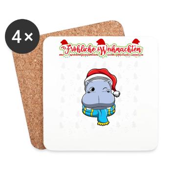 Fröhliche Weihnachten X-Mas Santa Heilig Abend - Untersetzer (4er-Set) - Weiß - Vorne