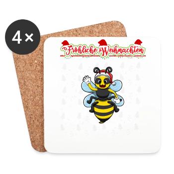 Fröhliche Weihnachten X-Mas Santa Heilig Abend - Untersetzer (4er-Set) - Weiß - Vorne