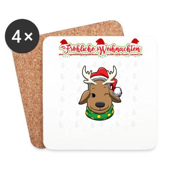 Fröhliche Weihnachten X-Mas Santa Heilig Abend - Untersetzer (4er-Set) - Weiß - Vorne