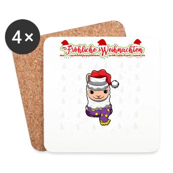 Fröhliche Weihnachten X-Mas Santa Heilig Abend - Untersetzer (4er-Set) - Weiß - Vorne