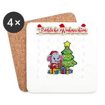 Fröhliche Weihnachten X-Mas Santa Heilig Abend - Untersetzer (4er-Set) - Weiß - Vorne