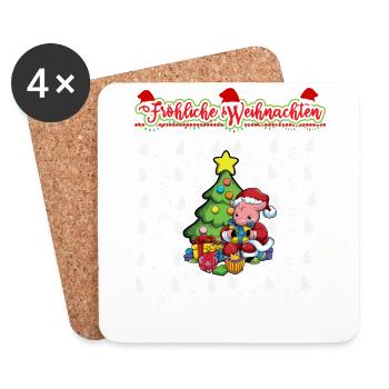 Fröhliche Weihnachten X-Mas Santa Heilig Abend - Untersetzer (4er-Set) - Weiß - Vorne