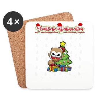 Fröhliche Weihnachten X-Mas Santa Heilig Abend - Untersetzer (4er-Set) - Weiß - Vorne