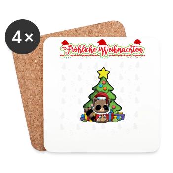 Fröhliche Weihnachten X-Mas Santa Heilig Abend - Untersetzer (4er-Set) - Weiß - Vorne