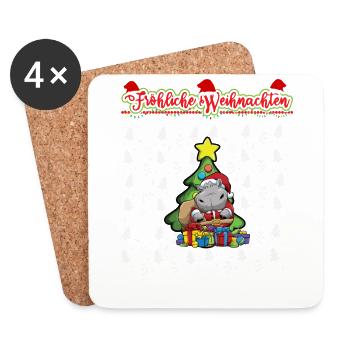 Fröhliche Weihnachten X-Mas Santa Heilig Abend - Untersetzer (4er-Set) - Weiß - Vorne