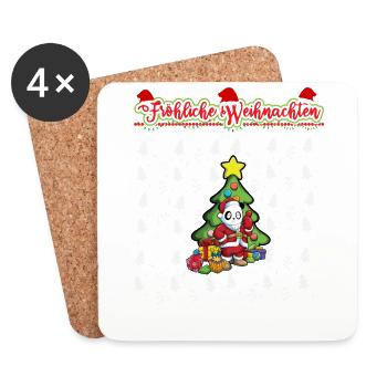 Fröhliche Weihnachten X-Mas Santa Heilig Abend - Untersetzer (4er-Set) - Weiß - Vorne