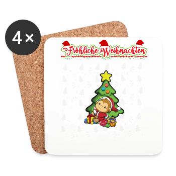 Fröhliche Weihnachten X-Mas Santa Heilig Abend - Untersetzer (4er-Set) - Weiß - Vorne