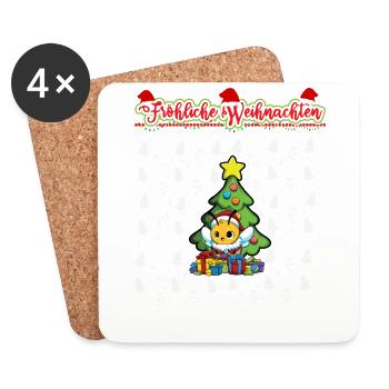 Fröhliche Weihnachten X-Mas Santa Heilig Abend - Untersetzer (4er-Set) - Weiß - Vorne