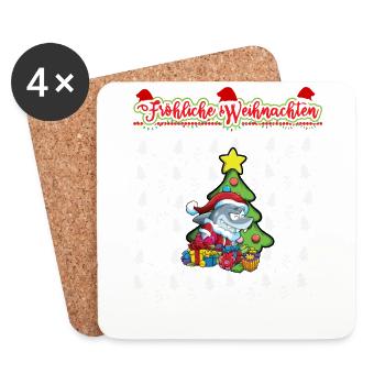 Fröhliche Weihnachten X-Mas Santa Heilig Abend - Untersetzer (4er-Set) - Weiß - Vorne