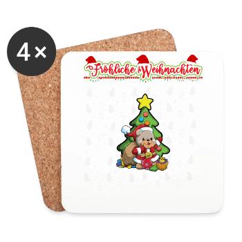Fröhliche Weihnachten X-Mas Santa Heilig Abend - Untersetzer (4er-Set) - Weiß - Vorne