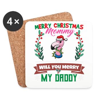 Merry Christmas Mommy And Will You Merry My Daddy - Untersetzer (4er-Set) - Weiß - Vorne