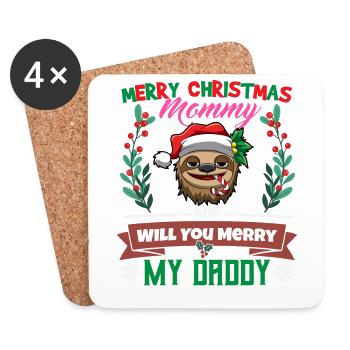 Merry Christmas Mommy And Will You Merry My Daddy - Untersetzer (4er-Set) - Weiß - Vorne