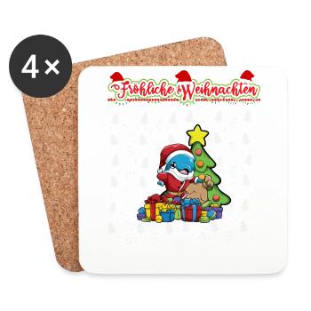 Fröhliche Weihnachten X-Mas Santa Heilig Abend - Untersetzer (4er-Set) - Weiß - Vorne