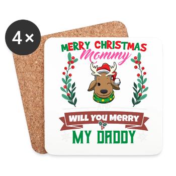 Merry Christmas Mommy And Will You Merry My Daddy - Untersetzer (4er-Set) - Weiß - Vorne