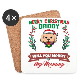 Merry Christmas Daddy And Will You Merry My Mommy - Untersetzer (4er-Set) - Weiß - Vorne