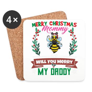 Merry Christmas Mommy And Will You Merry My Daddy - Untersetzer (4er-Set) - Weiß - Vorne