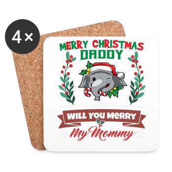 Merry Christmas Daddy And Will You Merry My Mommy - Untersetzer (4er-Set) - Weiß - Vorne
